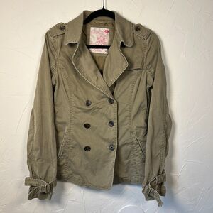 y2k Dear AB Tan Double Breasted Military Jacket Size M Academia Minimalist